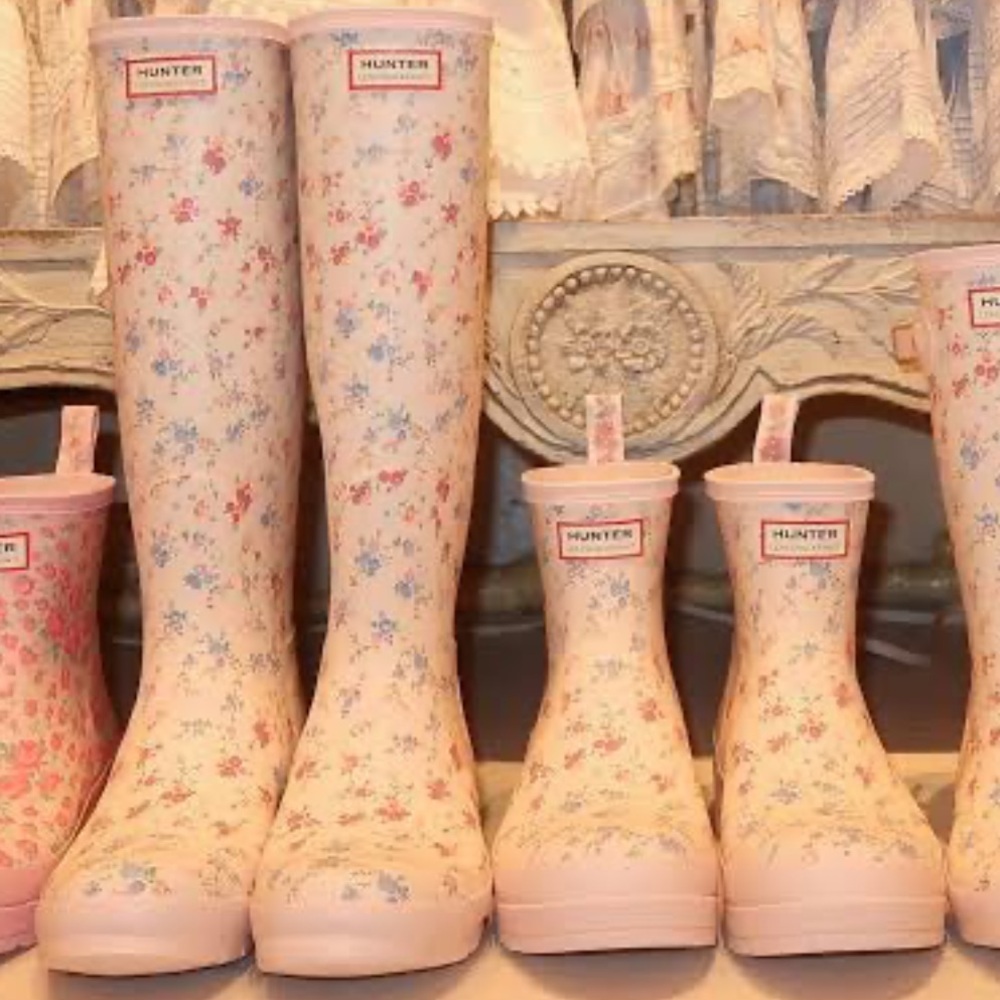 ✨🎀Loveshackfacy X Hunter boots Floral Pink white Rain Boots - Picture 5 of 10